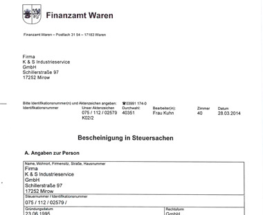 FA-Steuerbescheinigung